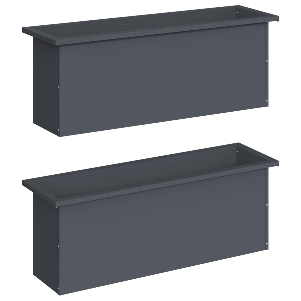 Plantenbak met led 2 st Antraciet 30 x 100 x 30 cm Staal