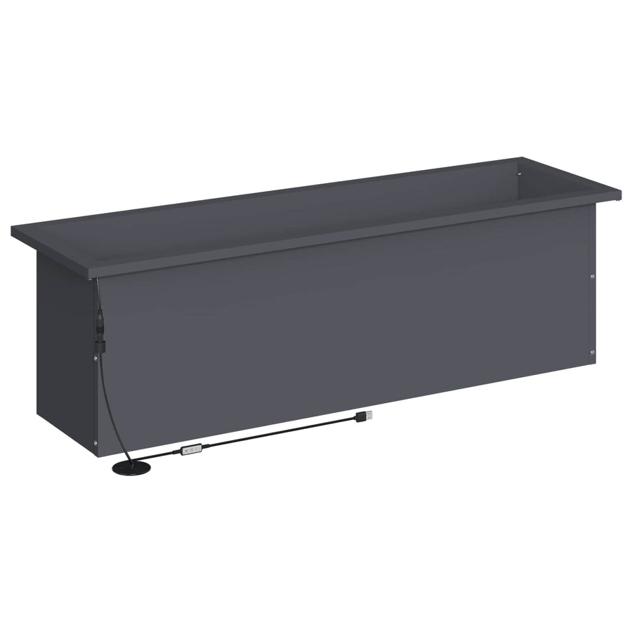 Plantenbak met led 2 st Antraciet 30 x 100 x 30 cm Staal