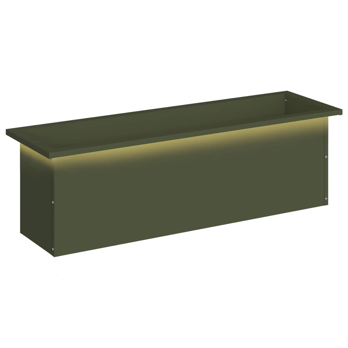 Plantenbak met led Olijfgroen 30 x 100 x 30 cm Staal