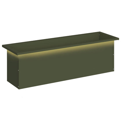 Plantenbak met led Olijfgroen 30 x 100 x 30 cm Staal