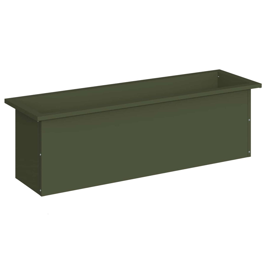 Plantenbak met led Olijfgroen 30 x 100 x 30 cm Staal