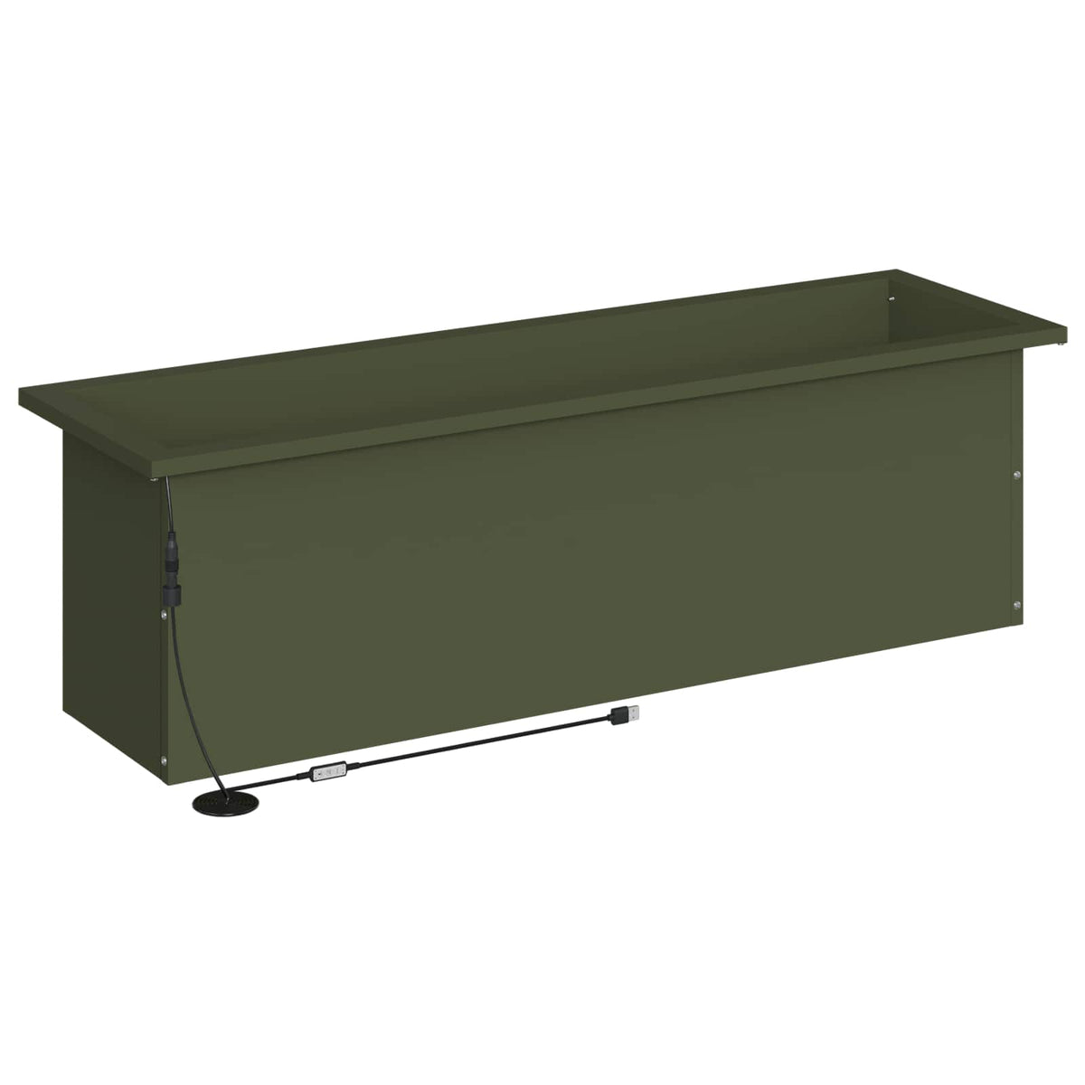 Plantenbak met led Olijfgroen 30 x 100 x 30 cm Staal