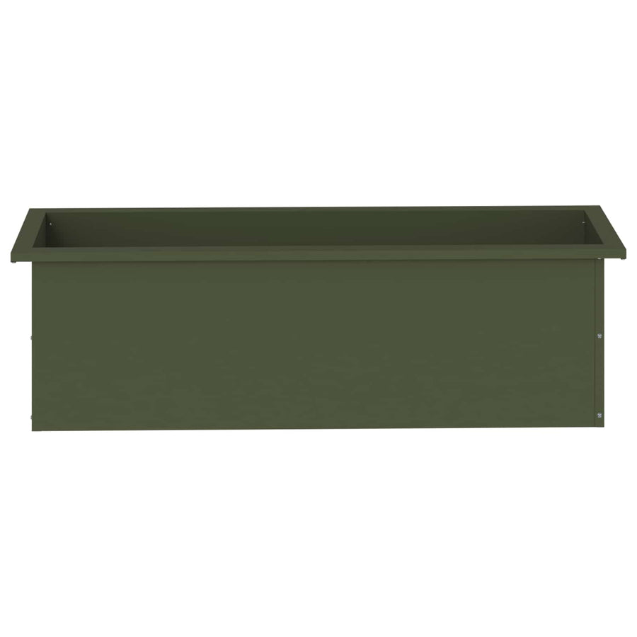Plantenbak met led Olijfgroen 30 x 100 x 30 cm Staal
