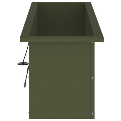 Plantenbak met led Olijfgroen 30 x 100 x 30 cm Staal