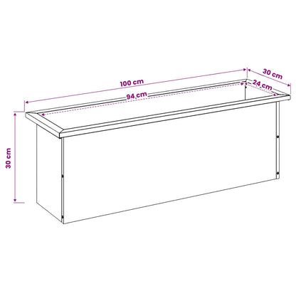 Plantenbak met led Olijfgroen 30 x 100 x 30 cm Staal