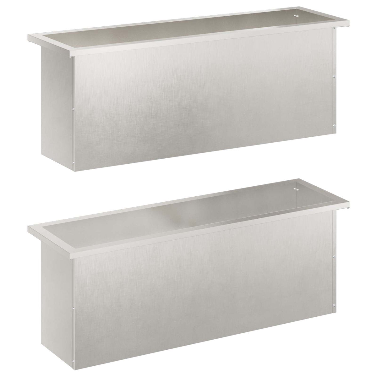 Plantenbak met led 2 st zilver 30 x 100 x 30 cm Roestvrij staal