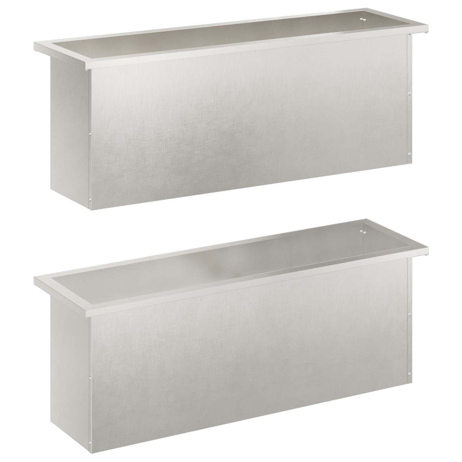 Plantenbak met led 2 st zilver 30 x 100 x 30 cm Roestvrij staal