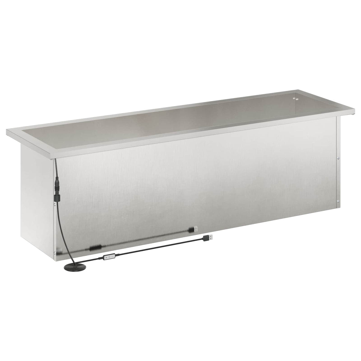 Plantenbak met led 2 st zilver 30 x 100 x 30 cm Roestvrij staal