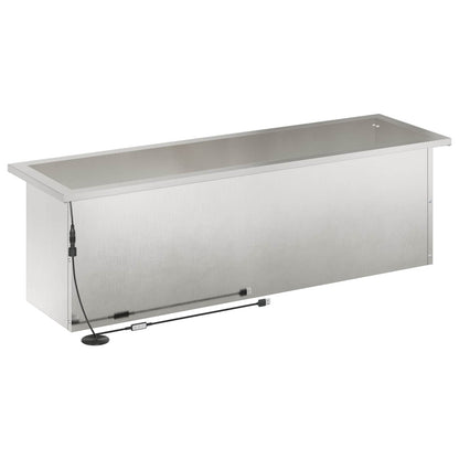 Plantenbak met led 2 st zilver 30 x 100 x 30 cm Roestvrij staal