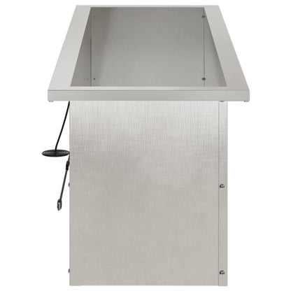Plantenbak met led 2 st zilver 30 x 100 x 30 cm Roestvrij staal