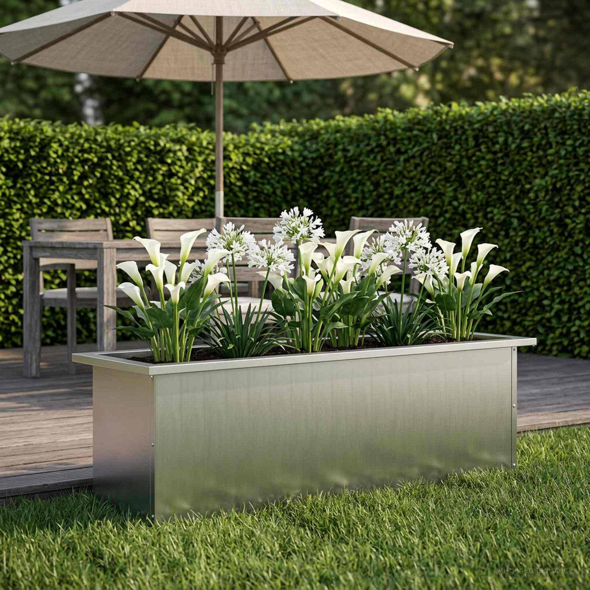 Plantenbak met led zilver 30 x 100 x 30 cm Gegalvaniseerd staal