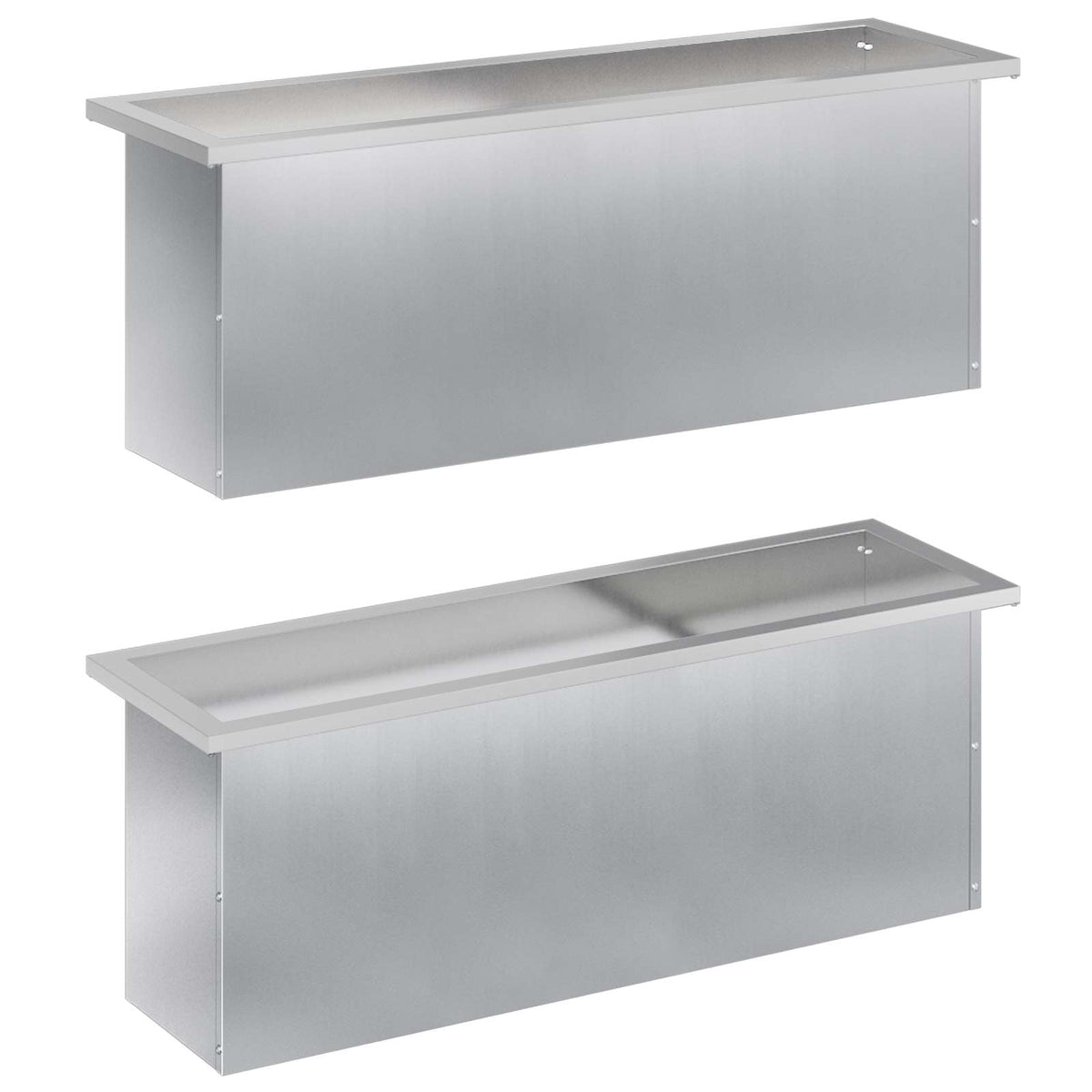 Plantenbak met led 2 st zilver 30 x 100 x 30 cm