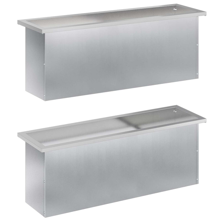 Plantenbak met led 2 st zilver 30 x 100 x 30 cm