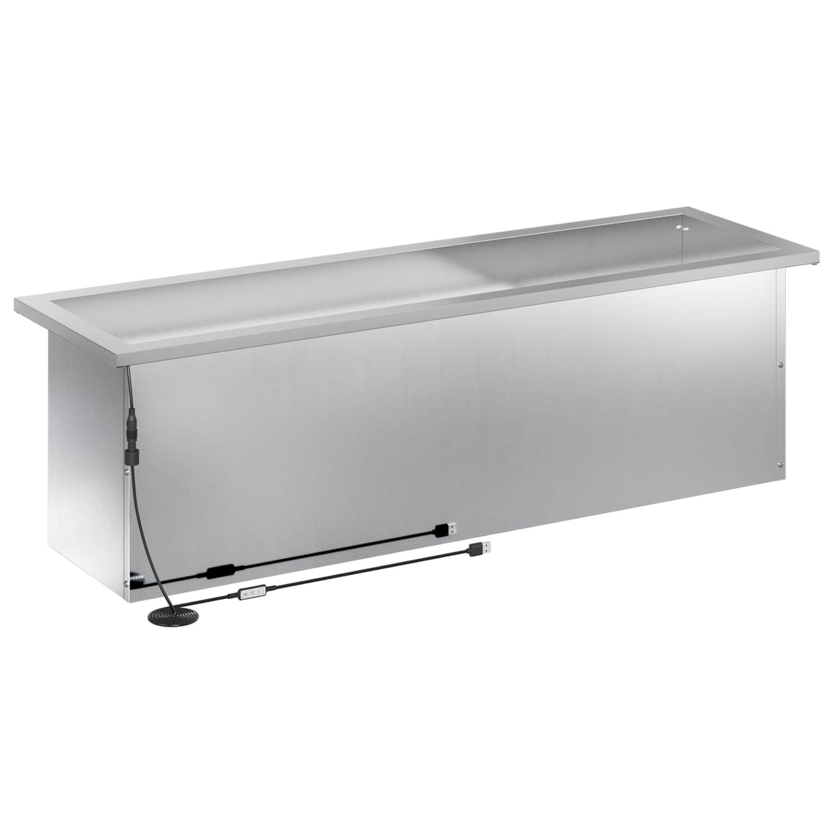 Plantenbak met led 2 st zilver 30 x 100 x 30 cm