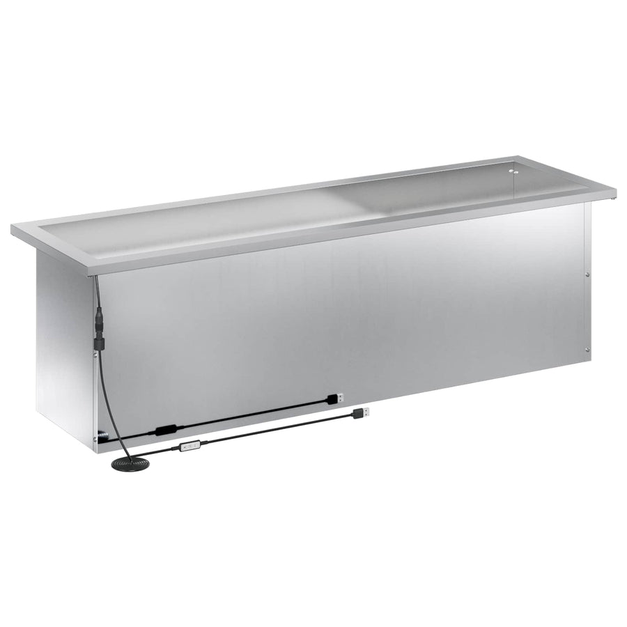 Plantenbak met led 2 st zilver 30 x 100 x 30 cm