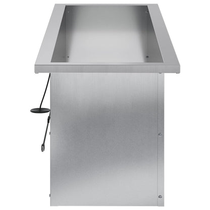 Plantenbak met led 2 st zilver 30 x 100 x 30 cm