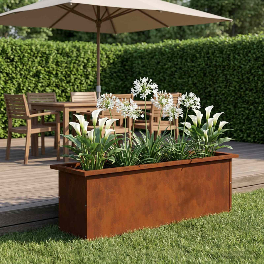 Plantenbak met led Roestkleurig 30 x 100 x 30 cm weervast staal