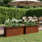 Plantenbak roestkleurig 2 st 30x100x30 cm met led