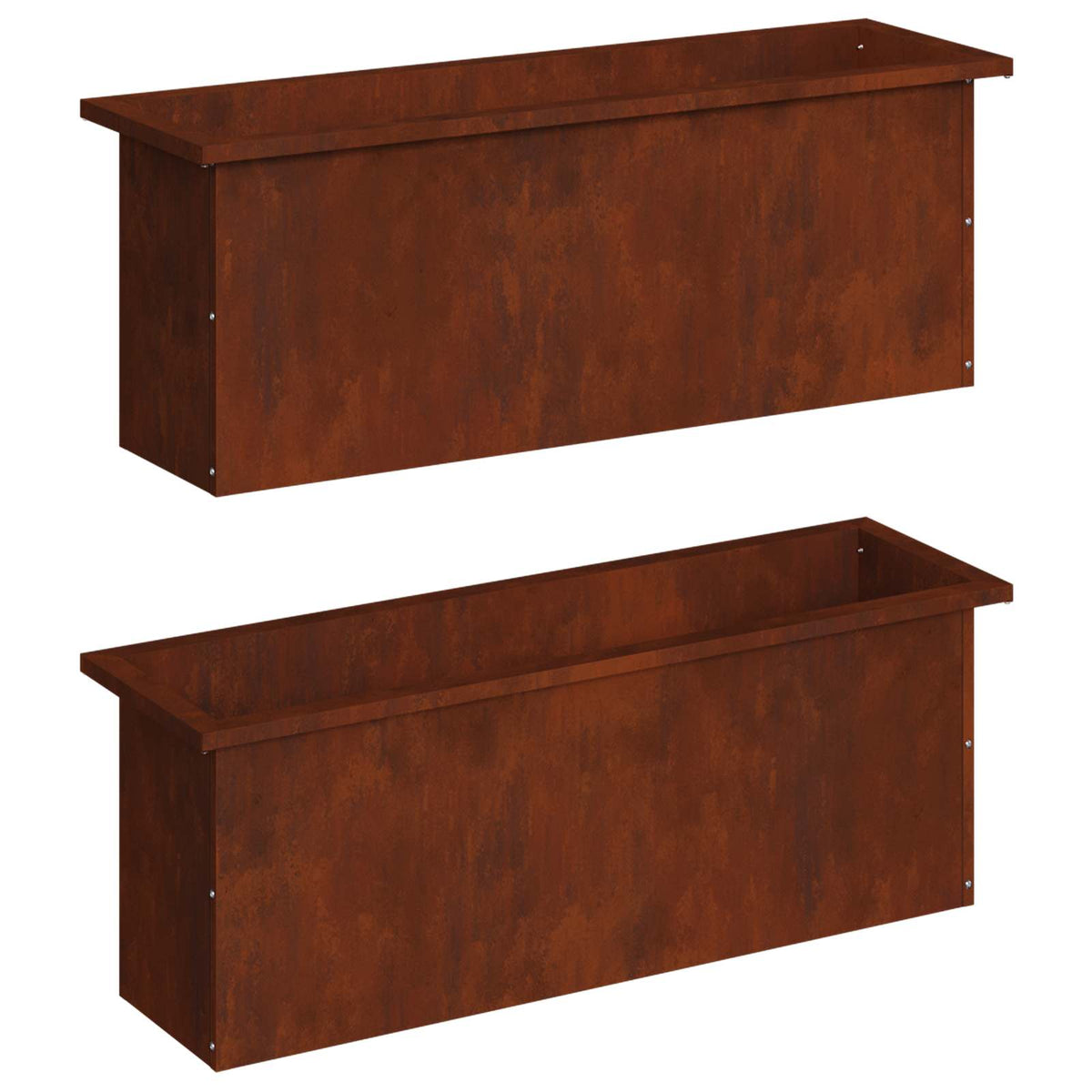 Plantenbak met led 2 st Roestkleurig 30 x 100 x 30 cm