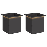 Plantenbak met led 2 st 40x40x40 cm staal zwart