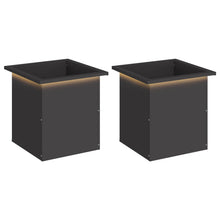Plantenbak met led 2 st Zwart 40 x 40 x 40 cm Staal