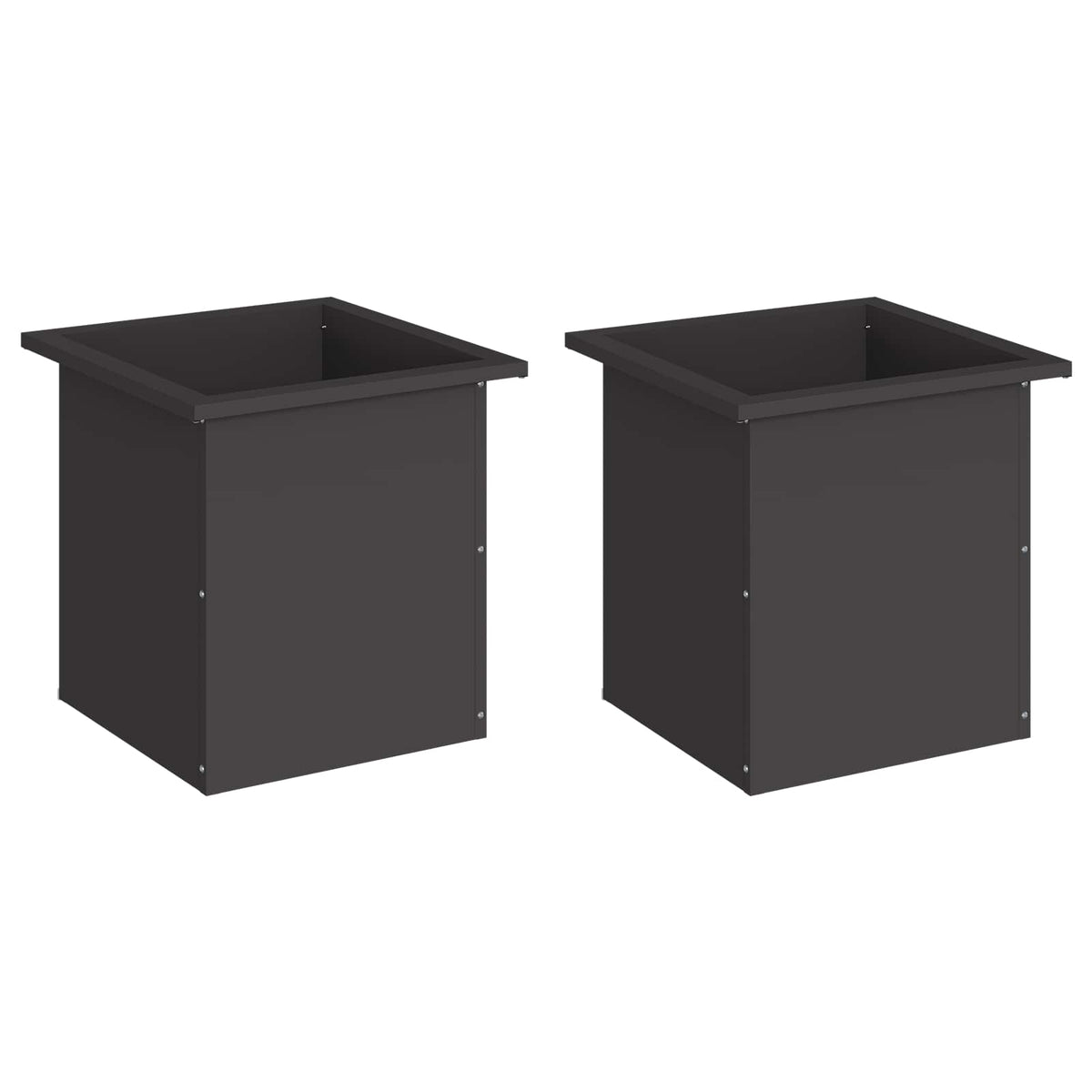 Plantenbak met led 2 st Zwart 40 x 40 x 40 cm Staal