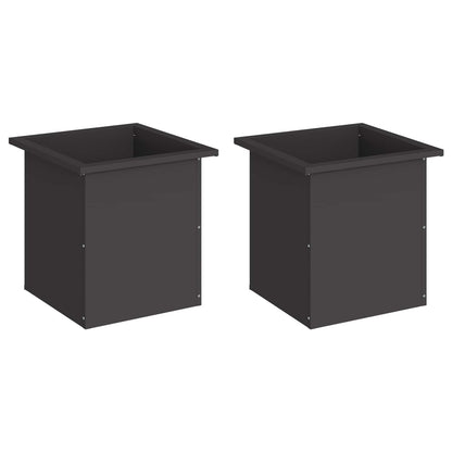 Plantenbak met led 2 st Zwart 40 x 40 x 40 cm Staal