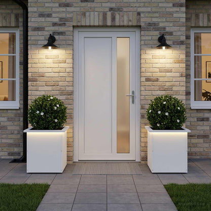 Plantenbak met led 2 st Wit 40 x 40 x 40 cm Staal