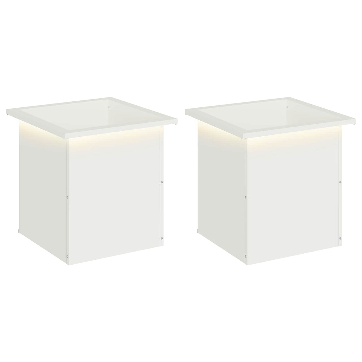 Plantenbak met led 2 st Wit 40 x 40 x 40 cm Staal