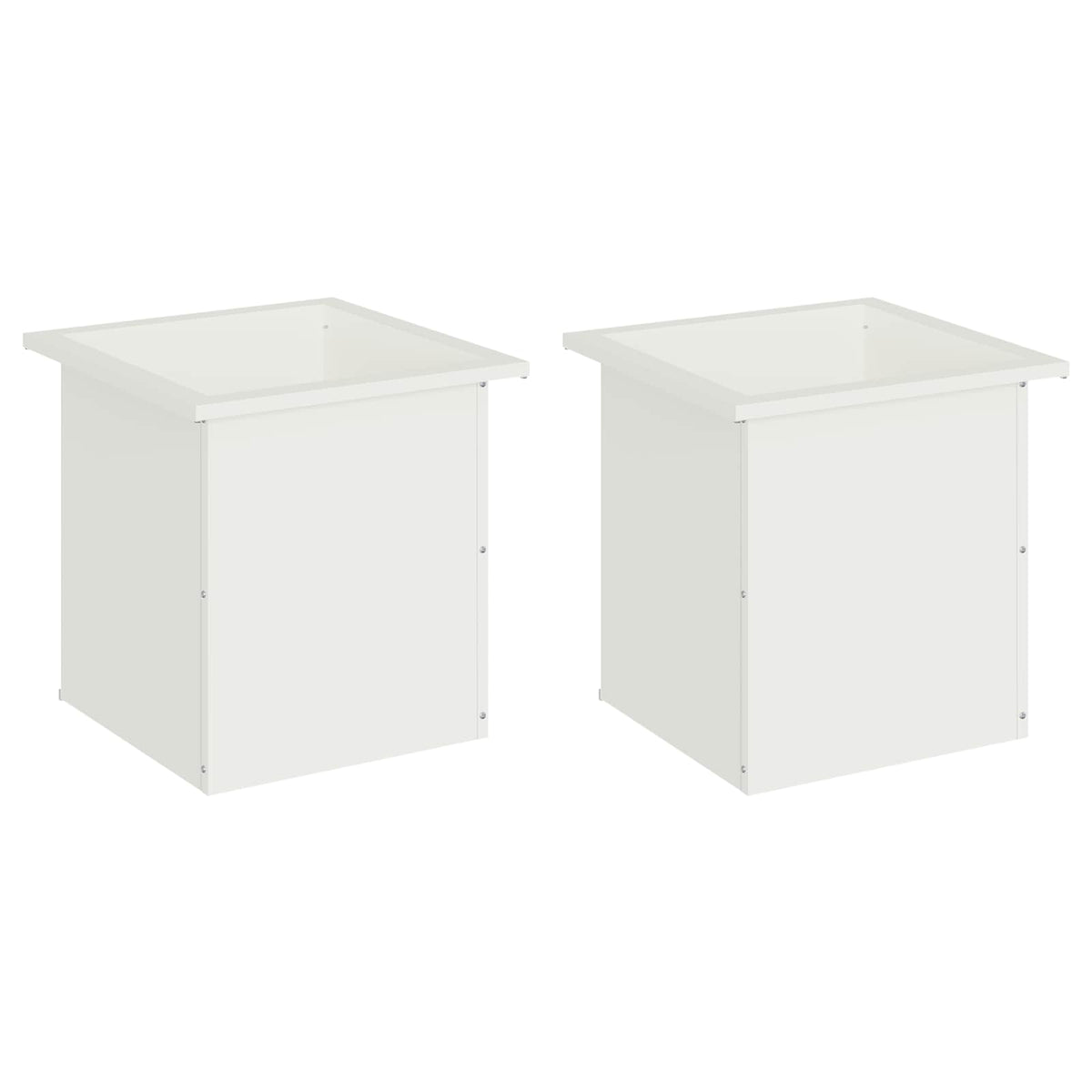 Plantenbak met led 2 st Wit 40 x 40 x 40 cm Staal