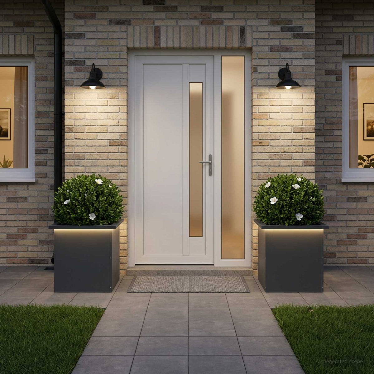 Plantenbak met led 2 st Antraciet 40 x 40 x 40 cm Staal