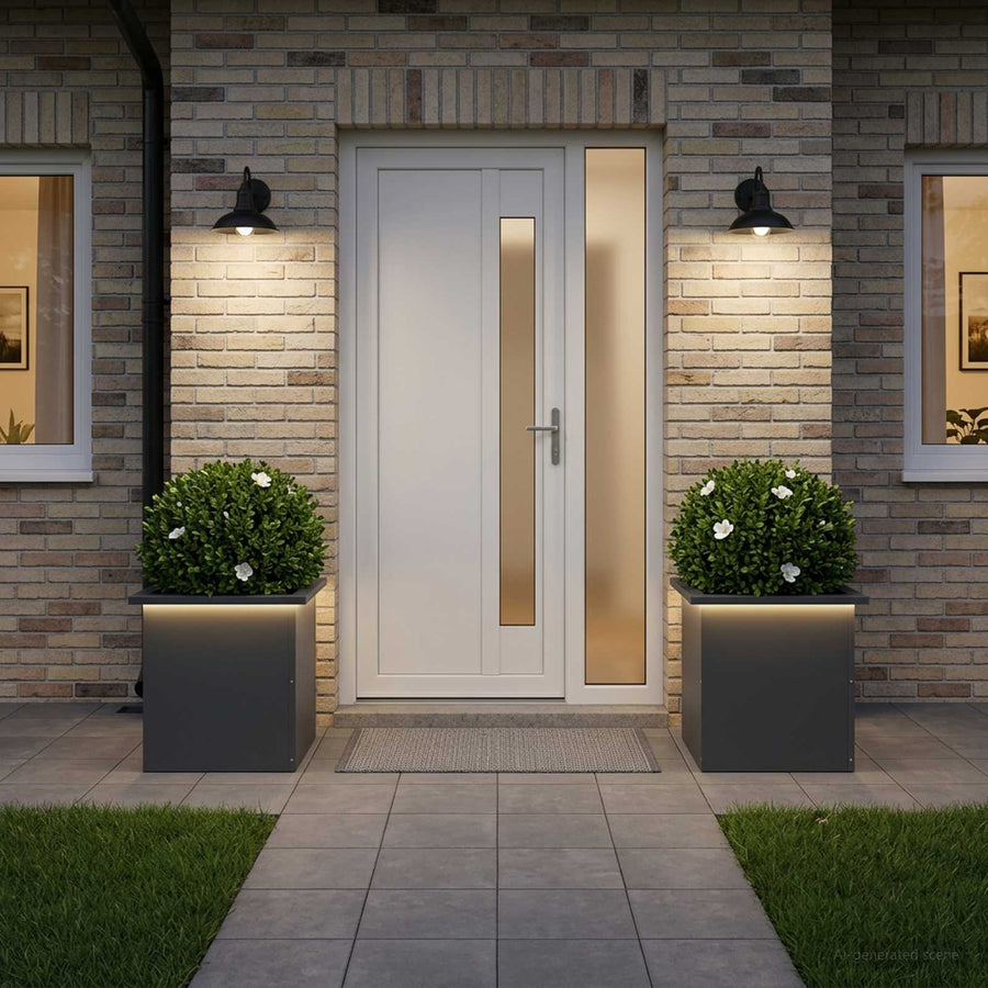 Plantenbak met led 2 st Antraciet 40 x 40 x 40 cm Staal