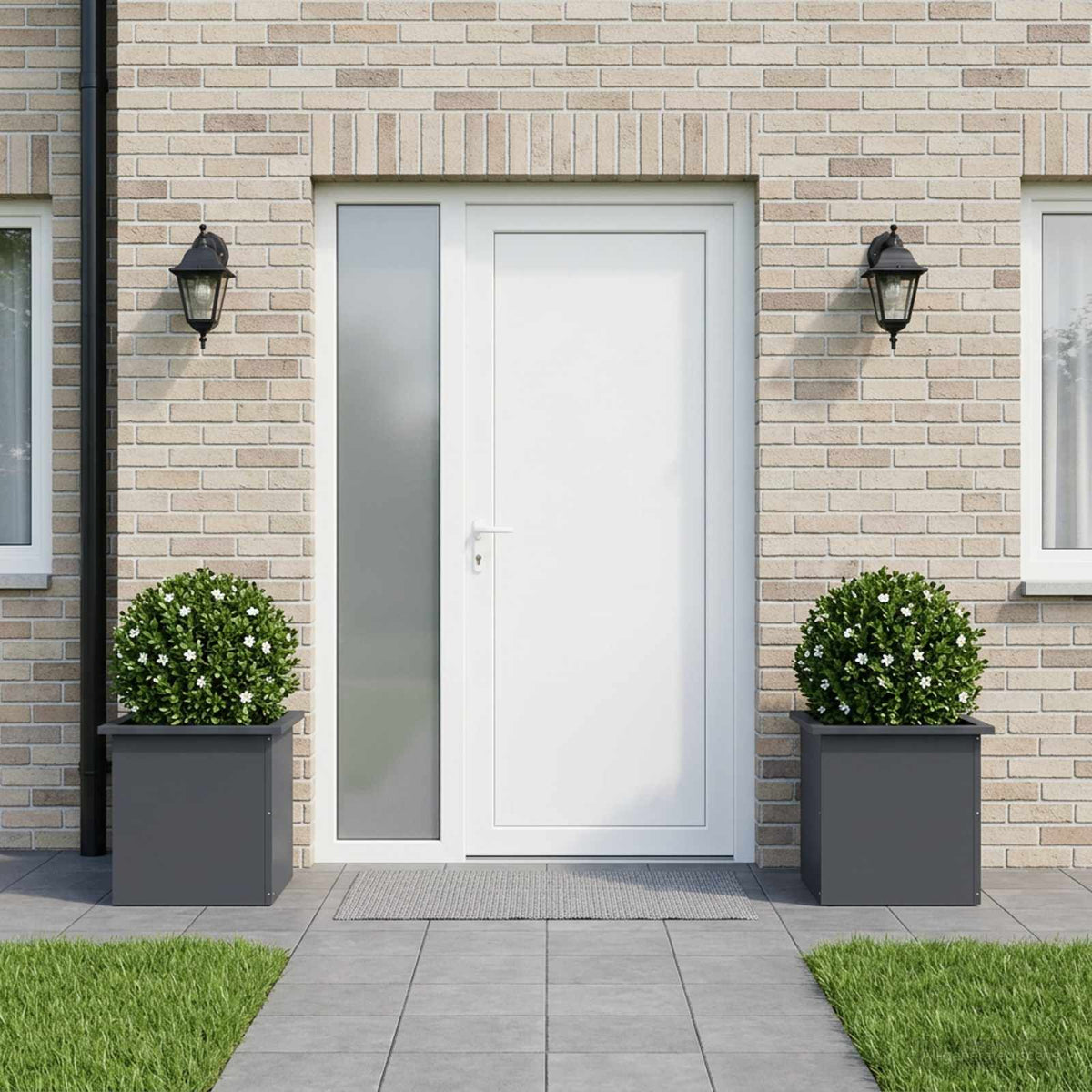 Plantenbak met led 2 st Antraciet 40 x 40 x 40 cm Staal