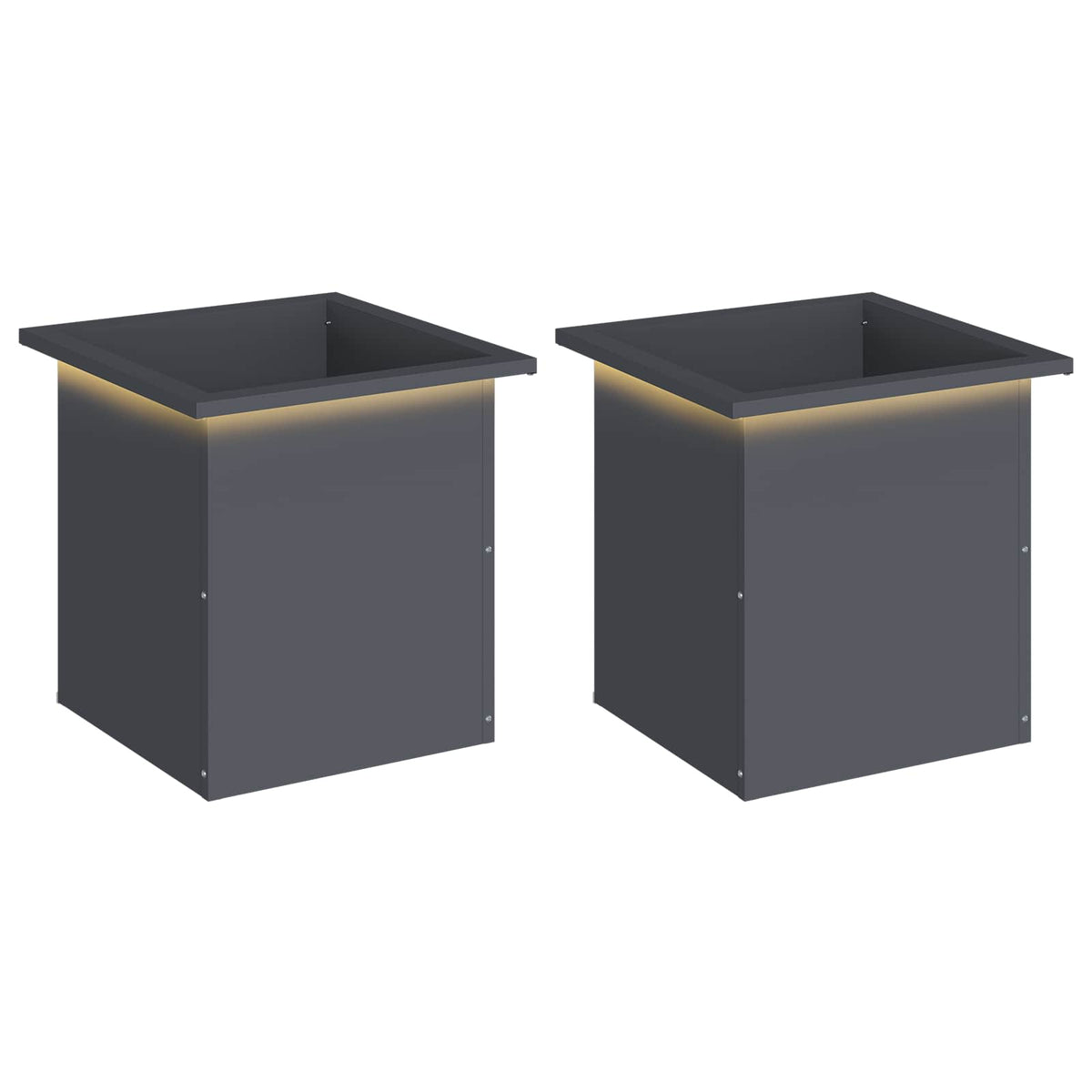 Plantenbak met led 2 st Antraciet 40 x 40 x 40 cm Staal