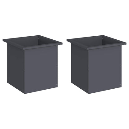 Plantenbak met led 2 st Antraciet 40 x 40 x 40 cm Staal