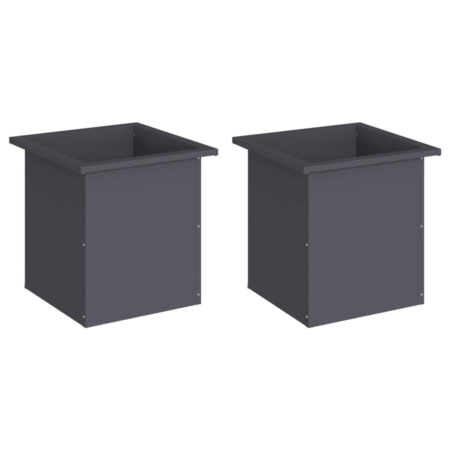 Plantenbak met led 2 st Antraciet 40 x 40 x 40 cm Staal