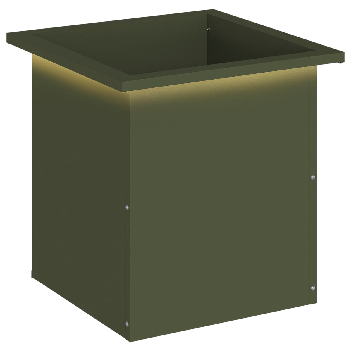 Plantenbak met led Olijfgroen 40 x 40 x 40 cm Staal