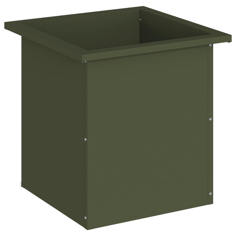 Plantenbak met led Olijfgroen 40 x 40 x 40 cm Staal