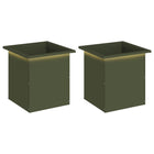 Plantenbakken met led 2 st olijfgroen 40x40x40 cm