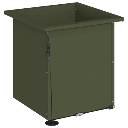 Plantenbak met led 2 st Olijfgroen 40 x 40 x 40 cm Staal