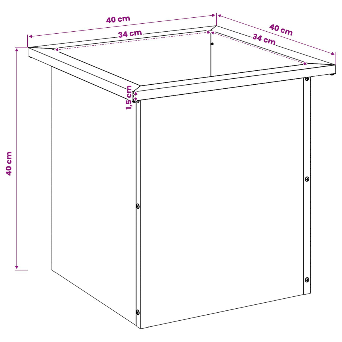 Plantenbak met led 2 st Olijfgroen 40 x 40 x 40 cm Staal