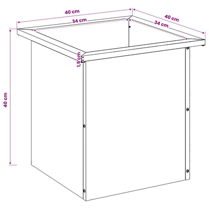 Plantenbak met led 2 st Olijfgroen 40 x 40 x 40 cm Staal