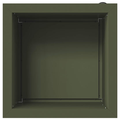 Plantenbak met led 2 st Olijfgroen 40 x 40 x 40 cm Staal