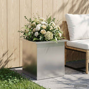 Plantenbak 40x40x40 cm roestvrij staal met LED zilver