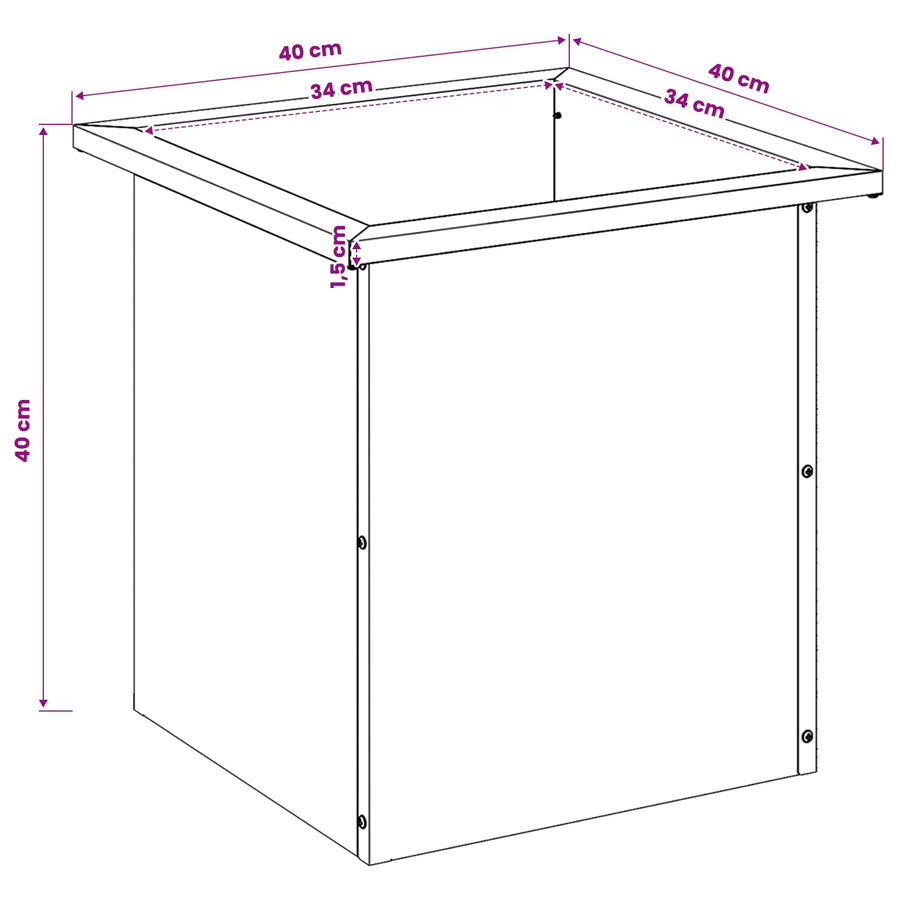 Plantenbak met led zilver 40 x 40 x 40 cm Roestvrij staal