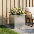 Plantenbak zilver 40x40x40 cm gegalvaniseerd staal met led