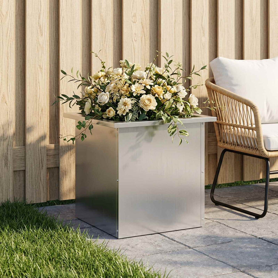 Plantenbak met led zilver 40 x 40 x 40 cm Gegalvaniseerd staal