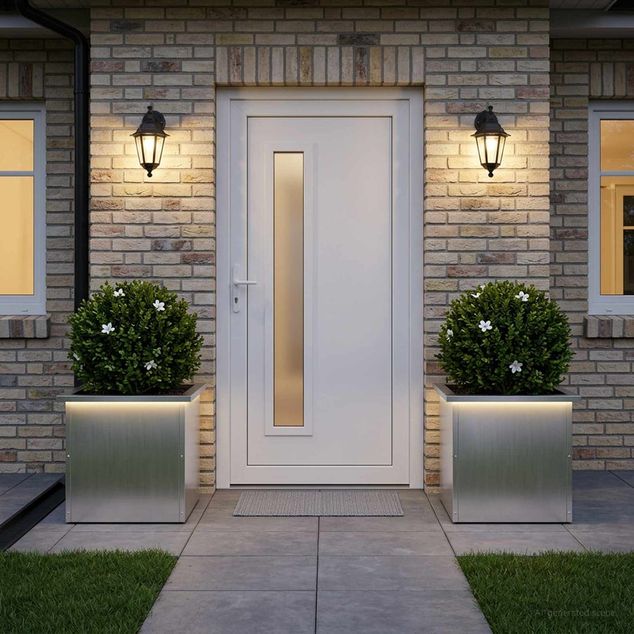 Plantenbak met led 2 st zilver 40 x 40 x 40 cm