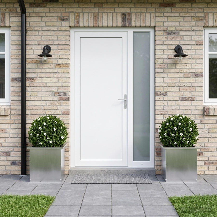 Plantenbak met led 2 st zilver 40 x 40 x 40 cm