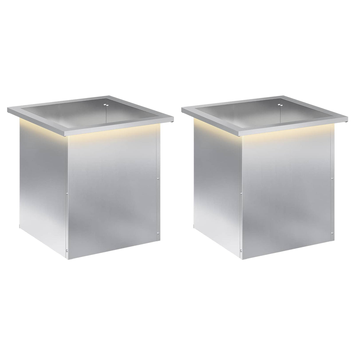 Plantenbak met led 2 st zilver 40 x 40 x 40 cm